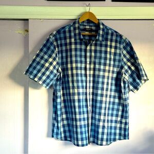 Men’s Checkered Button Down Shirt from Claiborne Sz XXL White & Blue